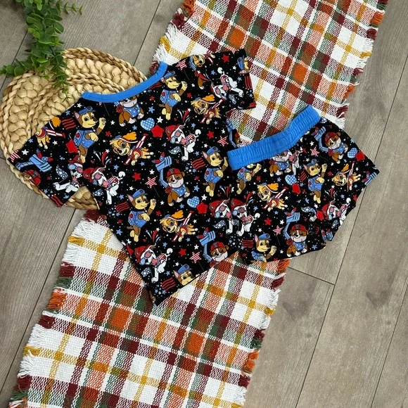 New Scottie Belle Bamboo Paw Patrol Patriotic Shorts & T-Shirt Lounge Set 12-18m - Picture 8 of 16